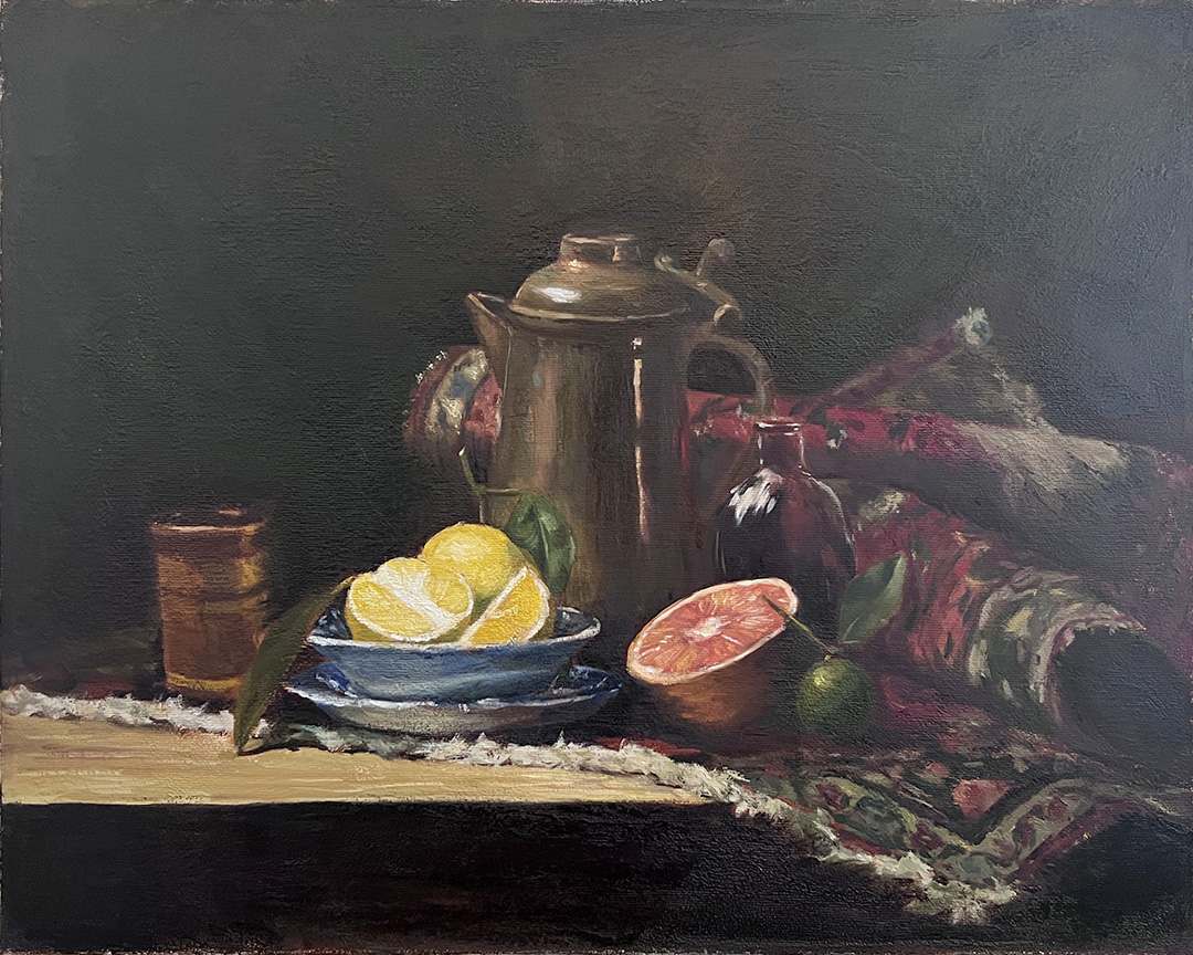 Still Life with Citrus, 2026, Oil on Canvas, 40 x 50 cm